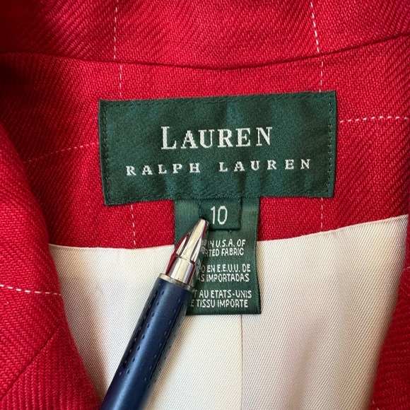 Lauren Ralph Lauren vintage red plaid preppy linen blazer, gold buttons, sz 10 - Picture 2 of 8